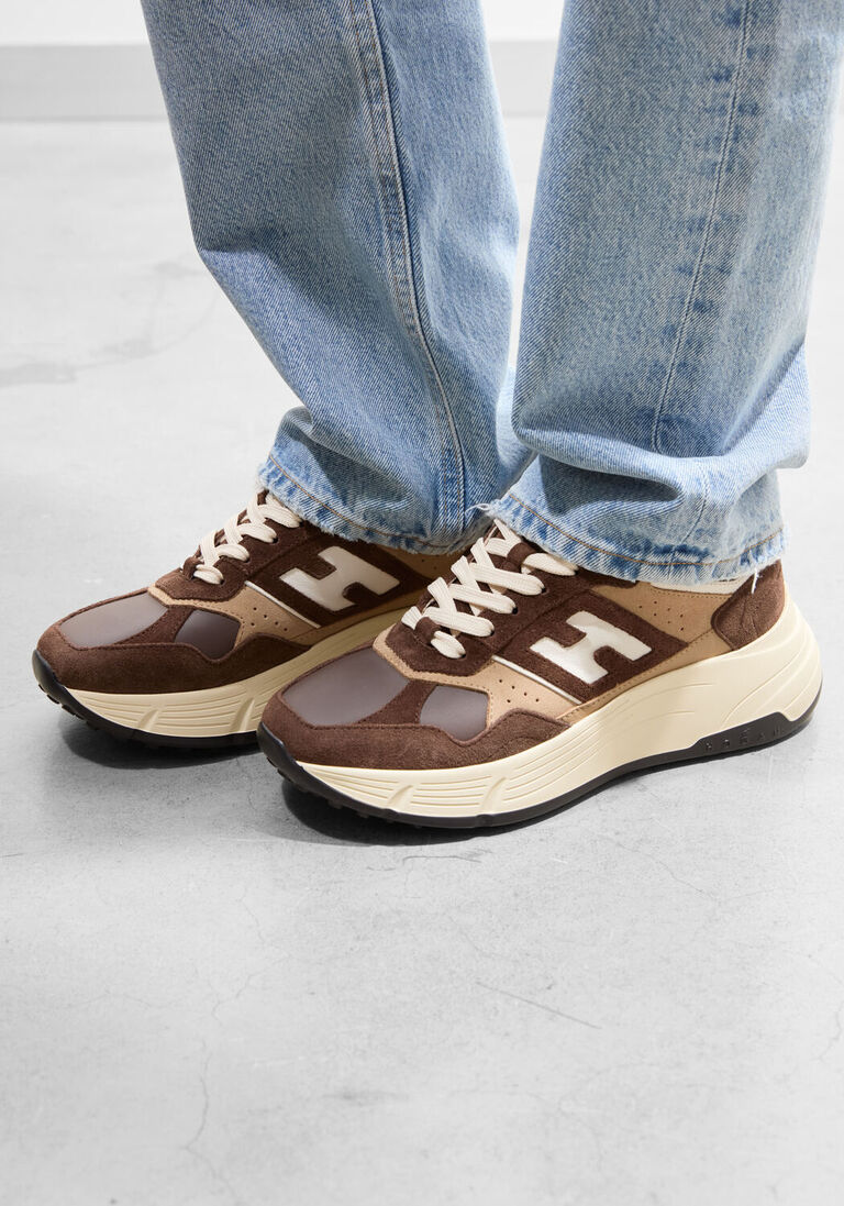 bruine hogan lage sneakers h669 allacciato h