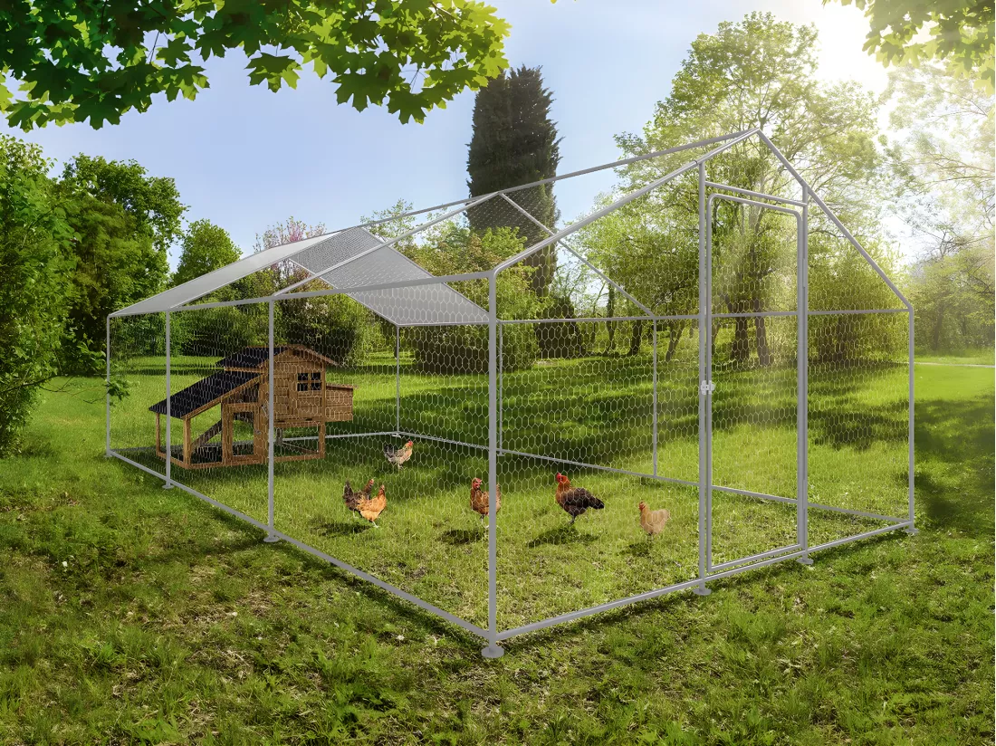 Enclos à poules 18 m² parc grillagé 6 x 3 x 2 M acier galvanisé