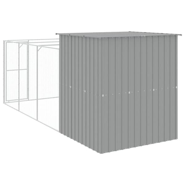 vidaXL Hundehus med tak lysegrå 165x455x181 cm galvanisert stål