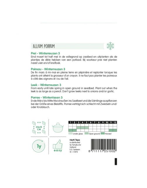 Hortitops Prei Winterreuzen 3 - Groentezaden - 2.5 g