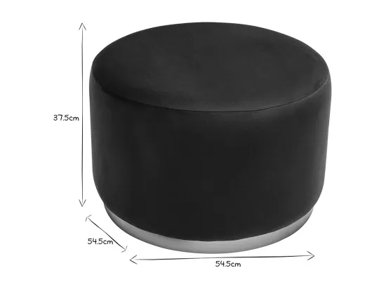 Pouf rond en velours bleu pétrole et métal doré D54 cm AMAYA