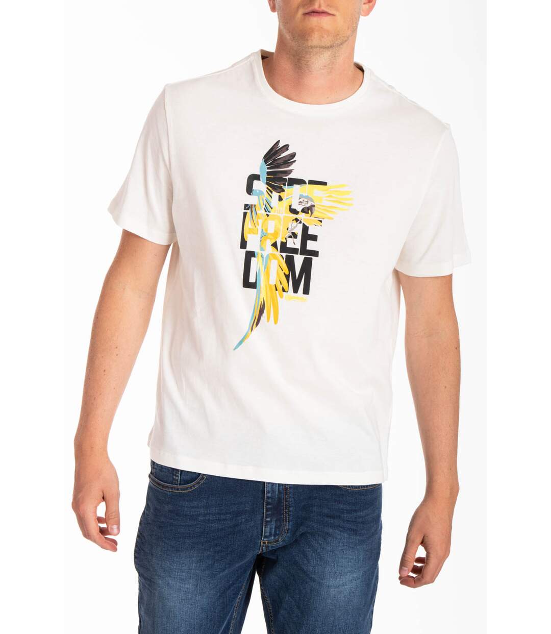 T-shirt imprimé perroquet MAURO BLANC