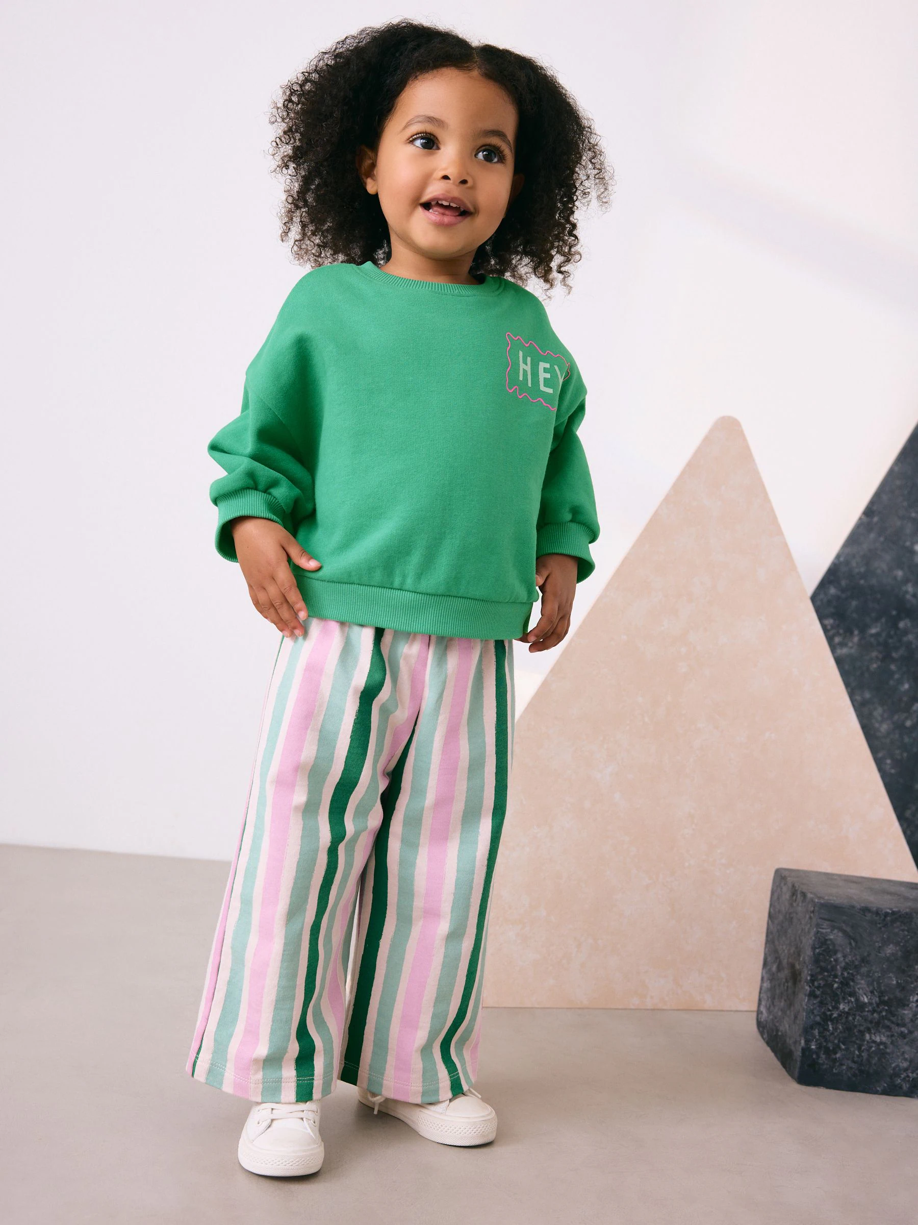 Groen Hey Hi - Set van sweatshirt en broek met wijde pijpen (3mnd -7jr)