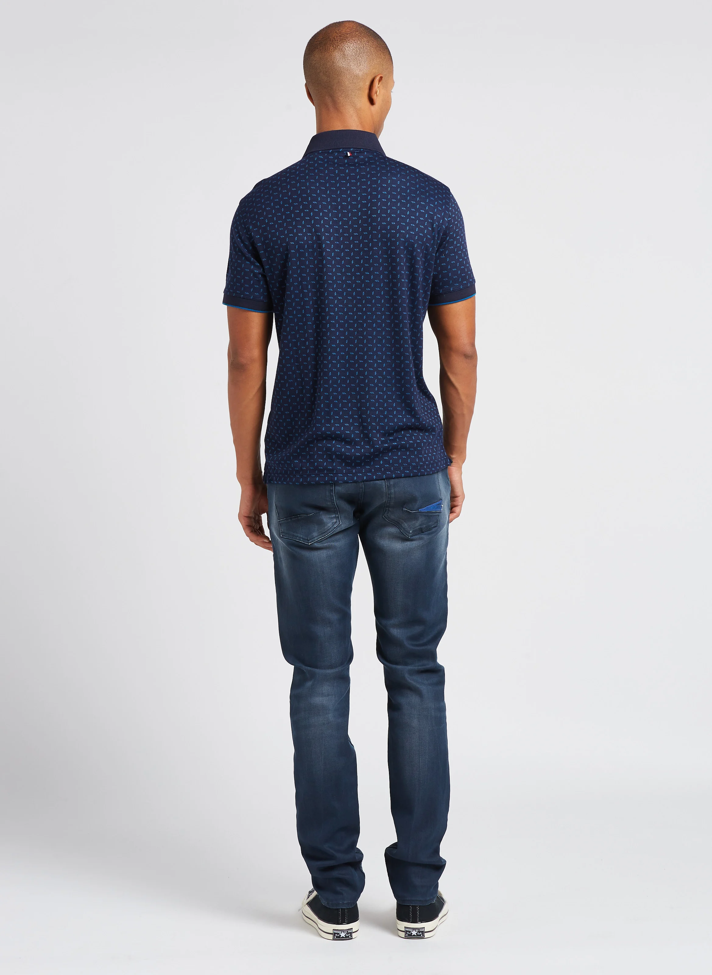 Jean ajusté stretch en coton mélangé | Bleu