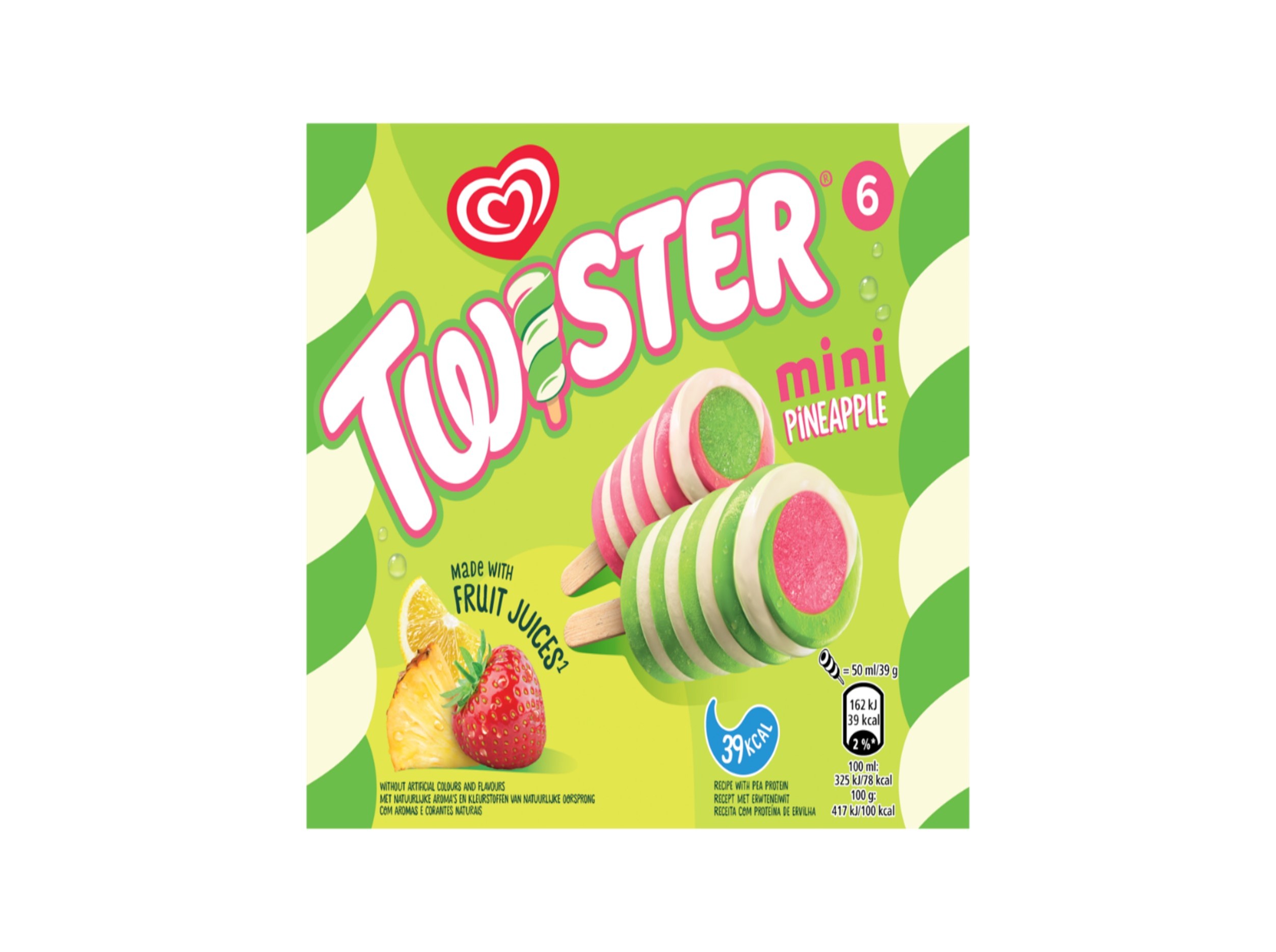 GELADO OLÁ TWISTER MINI ANANÁS 6X50ML