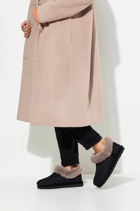 Lammfell-Schuh, Veloursleder, Lammfellfutter