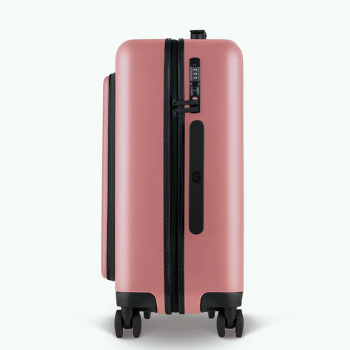 Valise rigide 4 roues HND Pochette unie rose