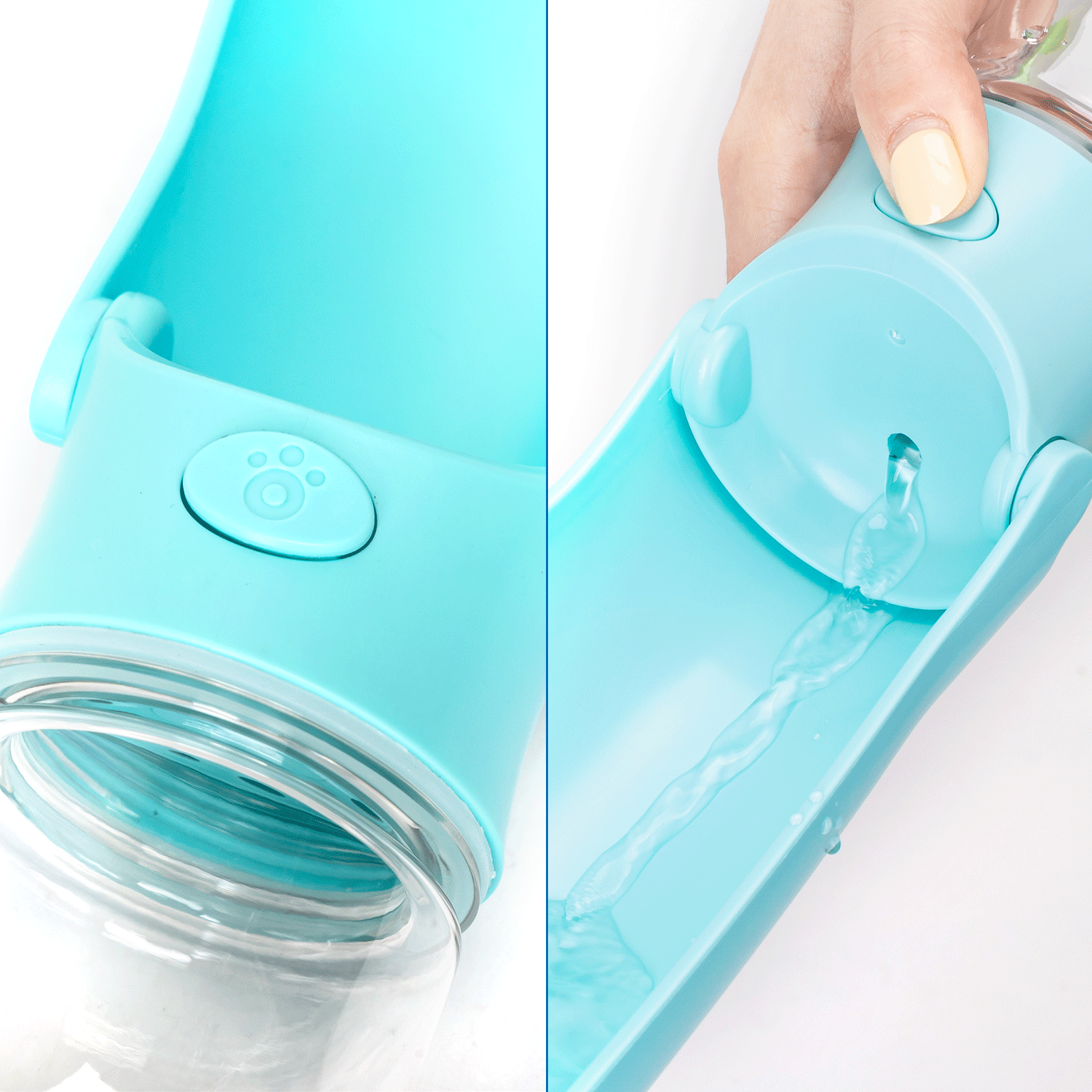 Garrafa de água Nobleza para animais de estimação, 320 ml, dobrável em 180° para cães e gatos, com botão de travamento e filtro de carvão ativado, ideal para caminhadas, acampamentos e outras atividades do dia a dia.