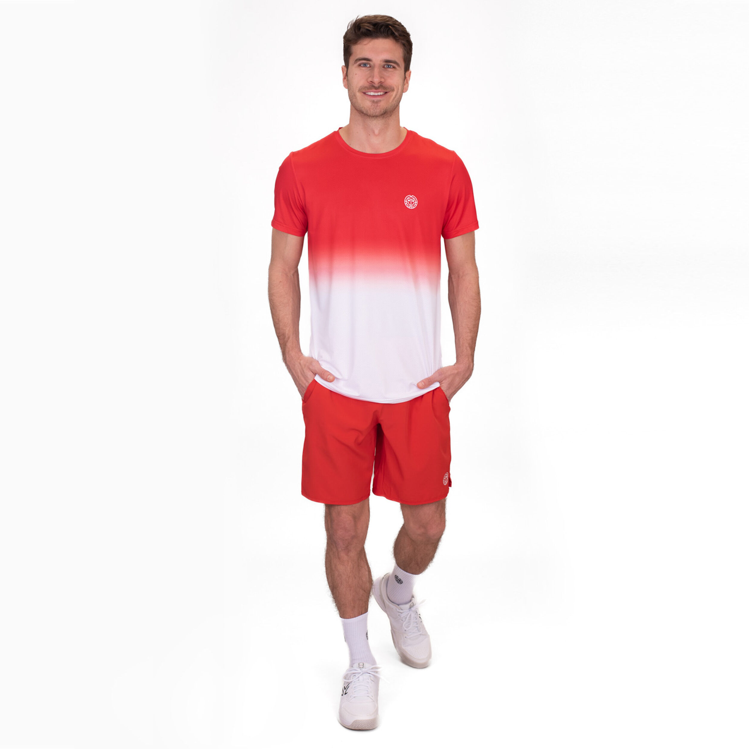 BIDI BADU Crew Gradiant T-shirt Hommes - Rouge , Blanc