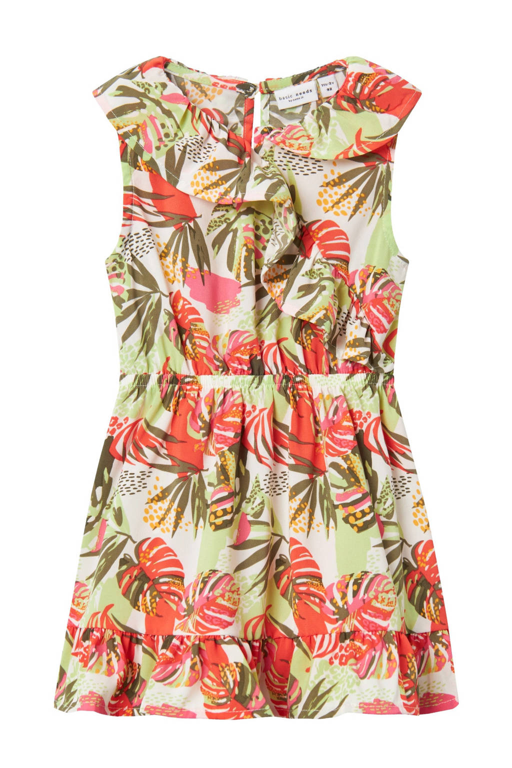 NAME IT gebloemde jurk NMFVINAYA groen/rood/wit