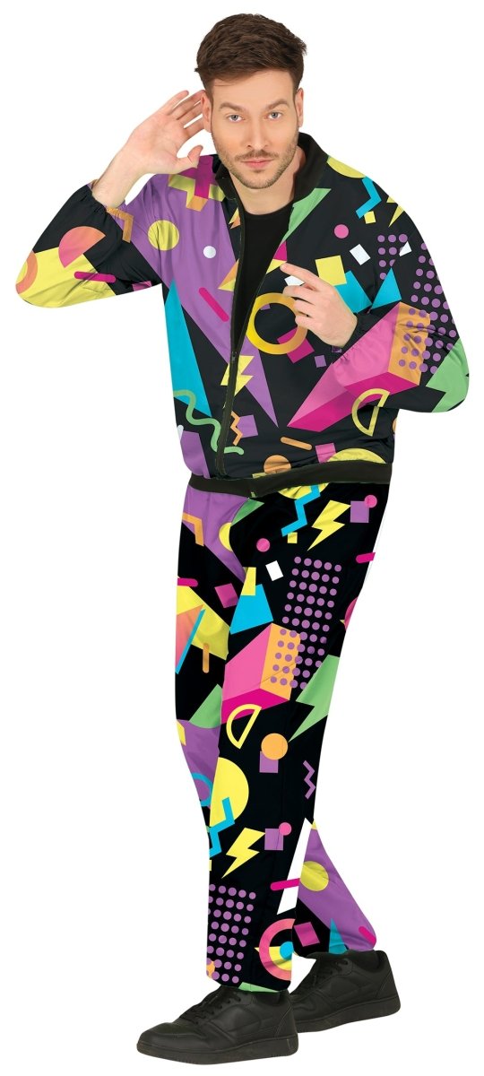 Neon 80S Trainingspak Fout Zwart Heren