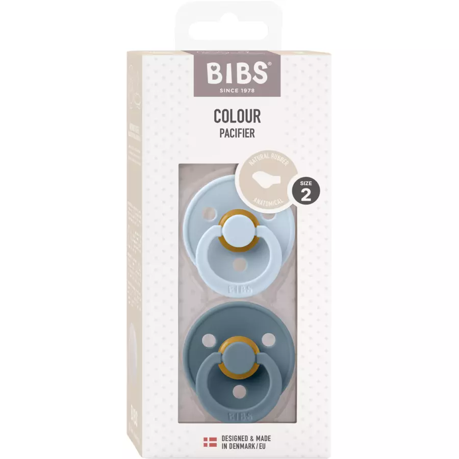 BIBS® Schnuller Colour Anatomischer Sauger Baby Blue & Petrol 6-18 Monate, 2 Stk.