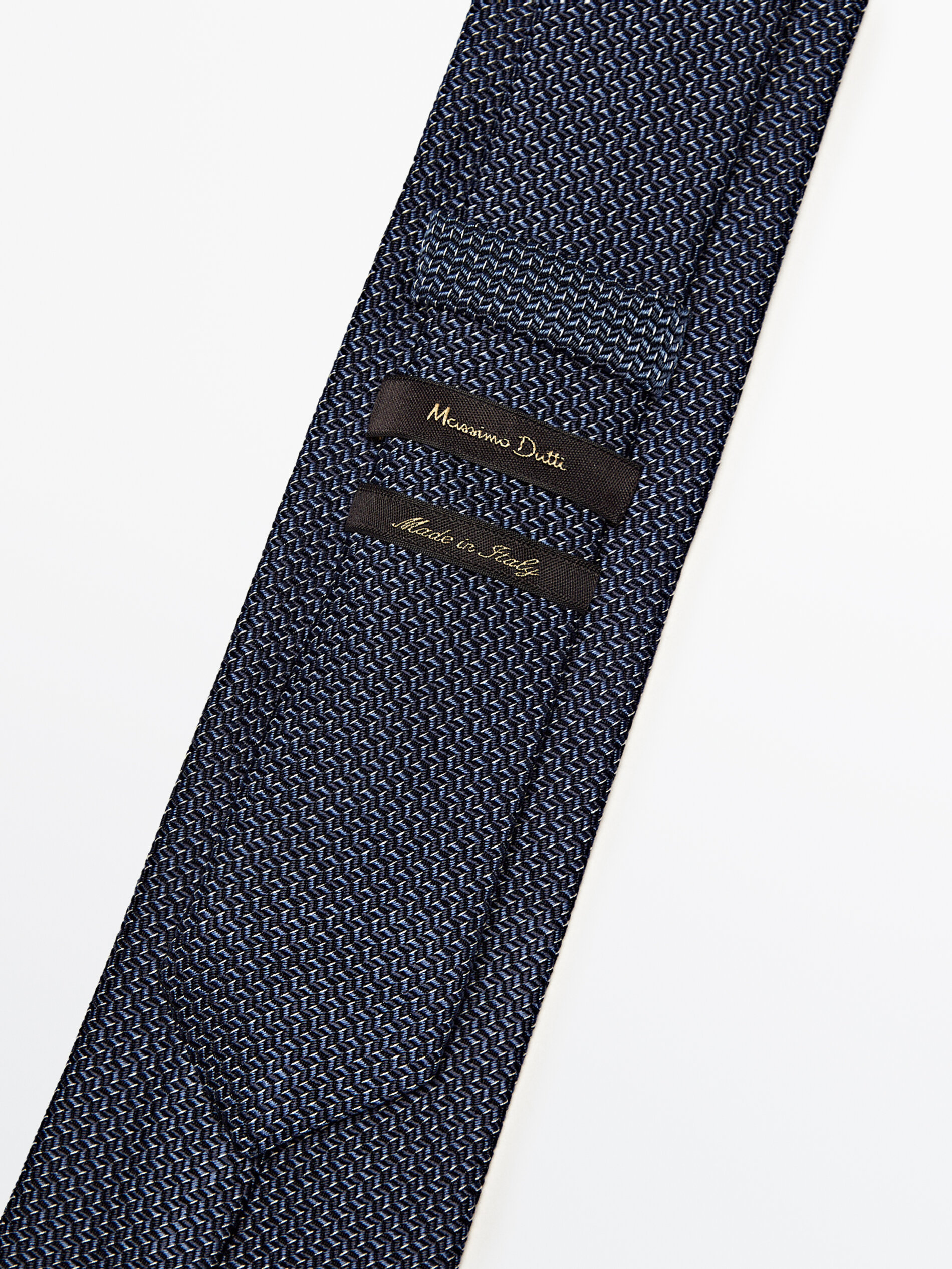 Corbata ziguezague com algodón e seda - AZUL MARINO