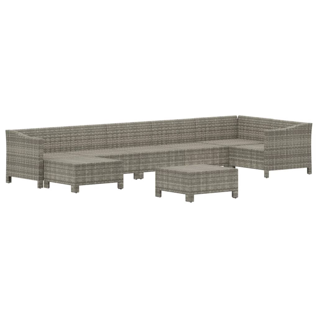 Salon de jardin meuble d'extérieur ensemble de mobilier 8 pièces avec coussins gris résine tressée