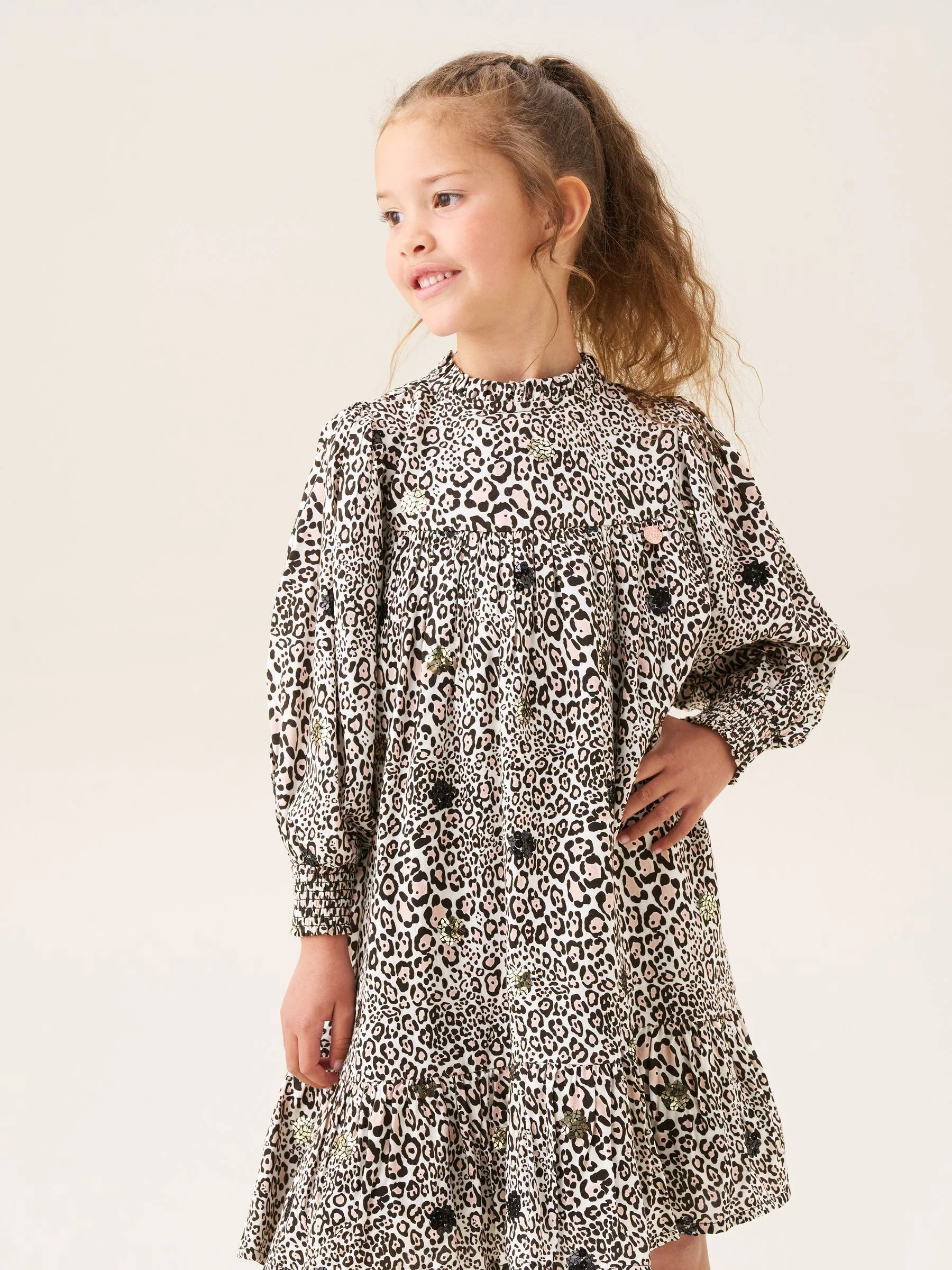 Angel & Rocket Mindy Leopard Print Sequin Embellished Dress