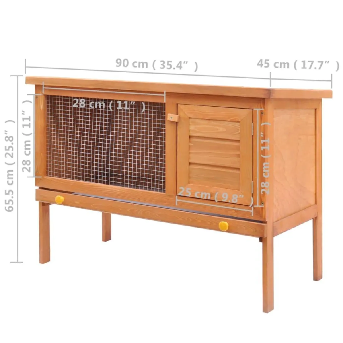 Helloshop26 Clapier extérieur 90 x 45 x 65,5 cm