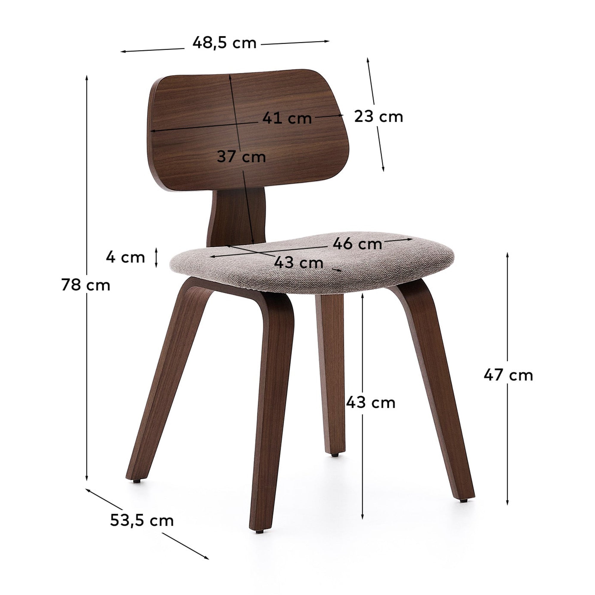 Kave Home Gena Eetkamerstoel - Walnoot / Beige