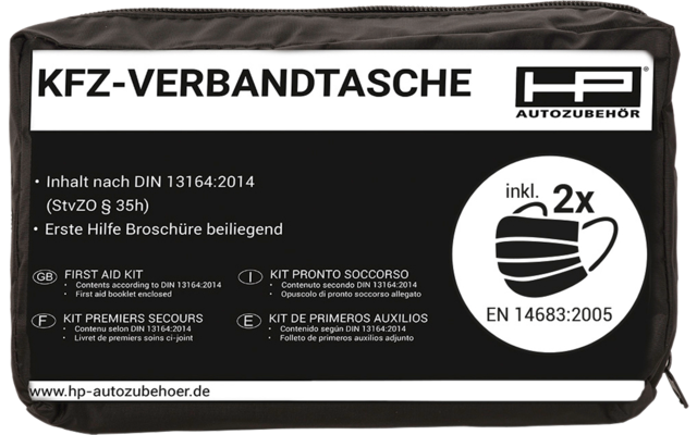 HP Autozubehör KFZ Verbandtasche inklusive 2x Mund- und Nasenschutz