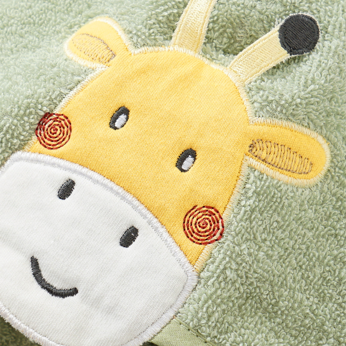Topomini Baby Bademantel mit Giraffen-Applikation grün