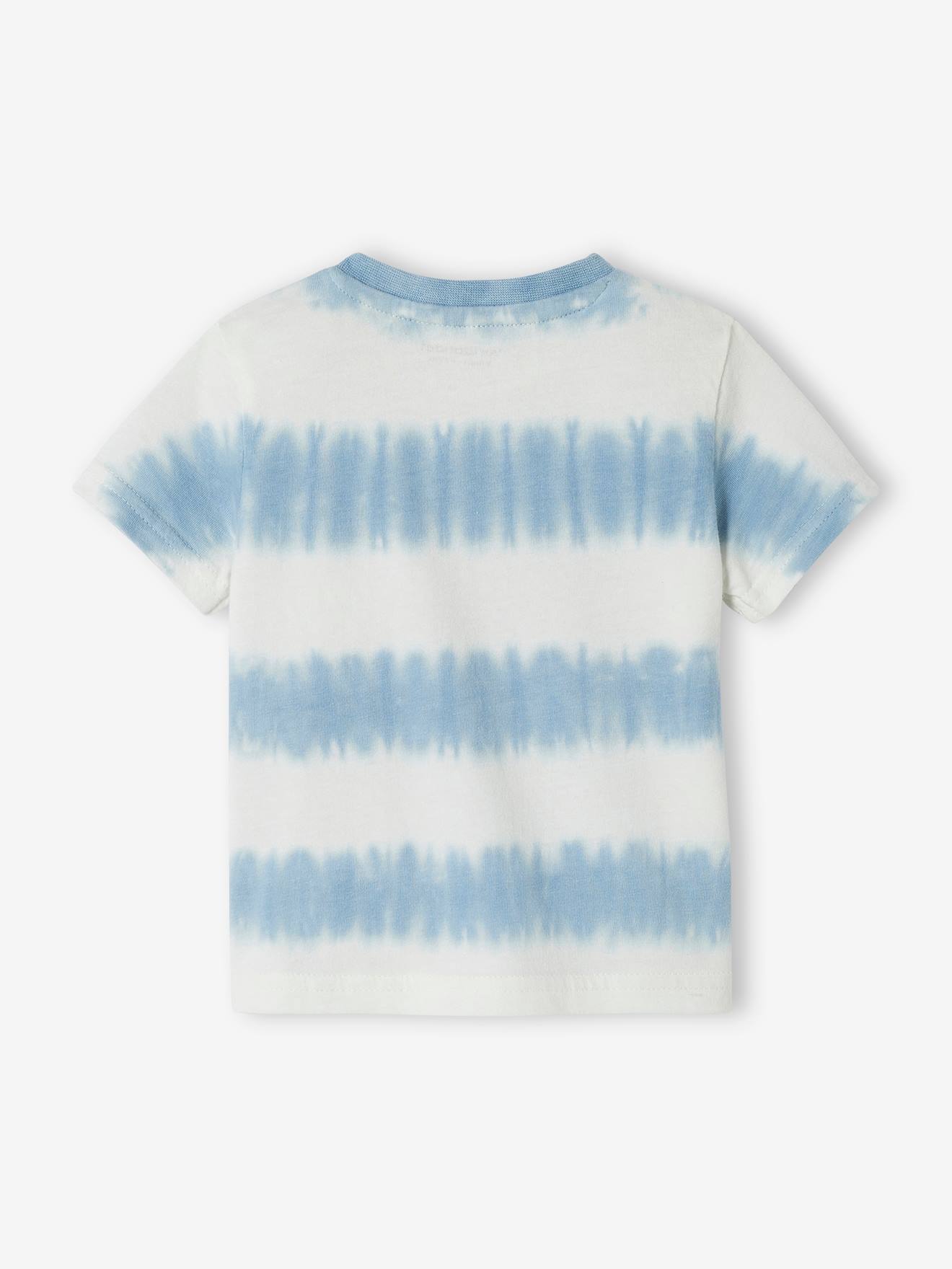 Camiseta tie-dye azul claro com estampa de tartaruga bebê