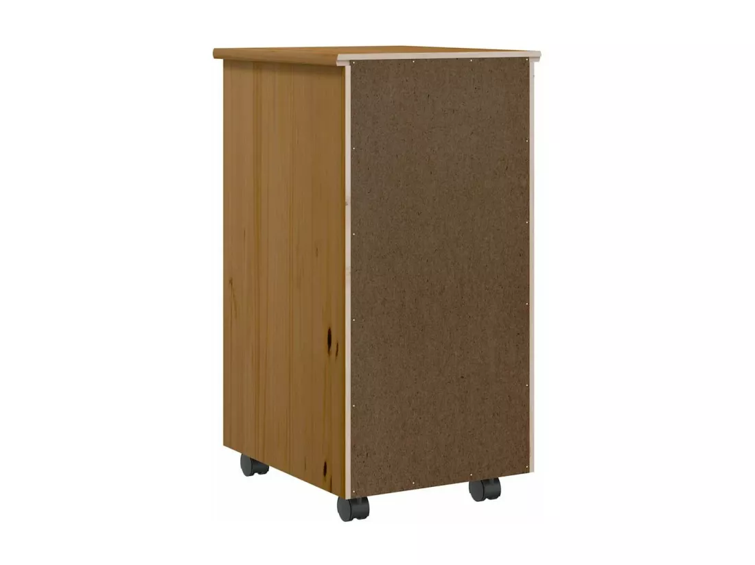 Armoire roulante avec tiroirs MOSS bois de pin marron miel
