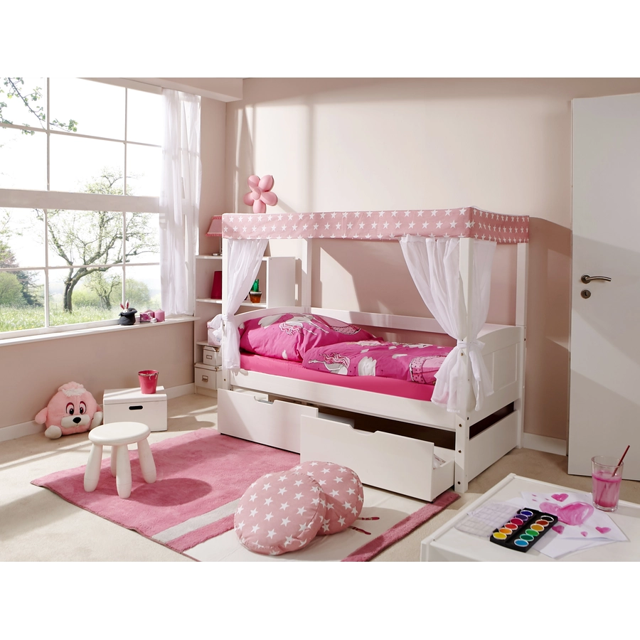 TiCAA Himmelbett Mini 2 Schubladen Stern Rosa