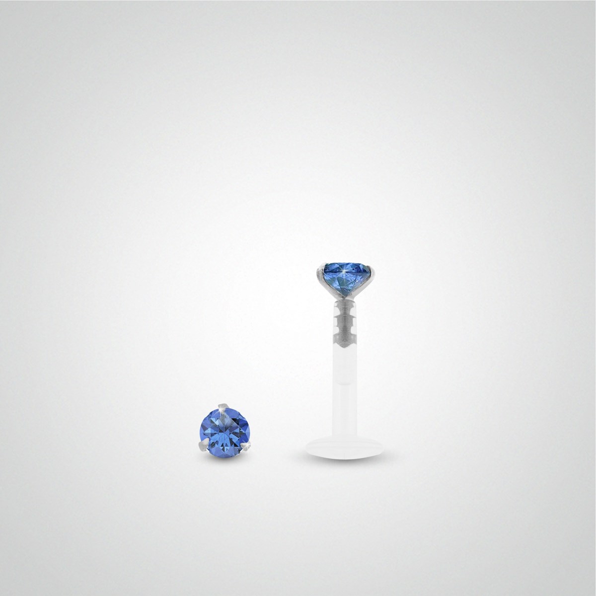 Piercing conch : or blanc avec oxyde de zirconium bleu foncé