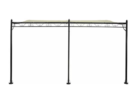 Pergola tonnelle adossée en métal - 3 x 4 m - Beige