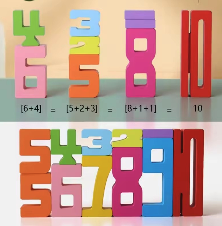 (35-tlg. Set) Pädagogisches Holz Mathematik Kinder Spielzeug Bausteine Montessori Zahlen Lernspiel - Bunt