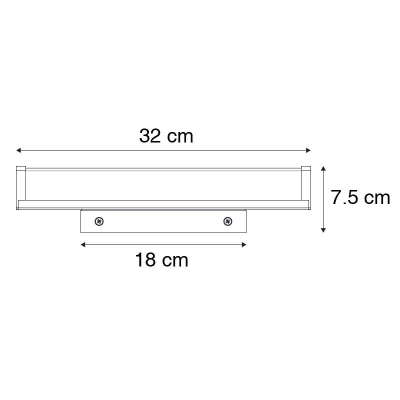 Badkamerwandlamp, staal, 32 cm, incl. LED, IP44 - Cascada