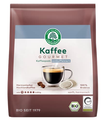 Lebensbaum BIO Kaffee Gourmet Kaffeepads entkoffeiniert