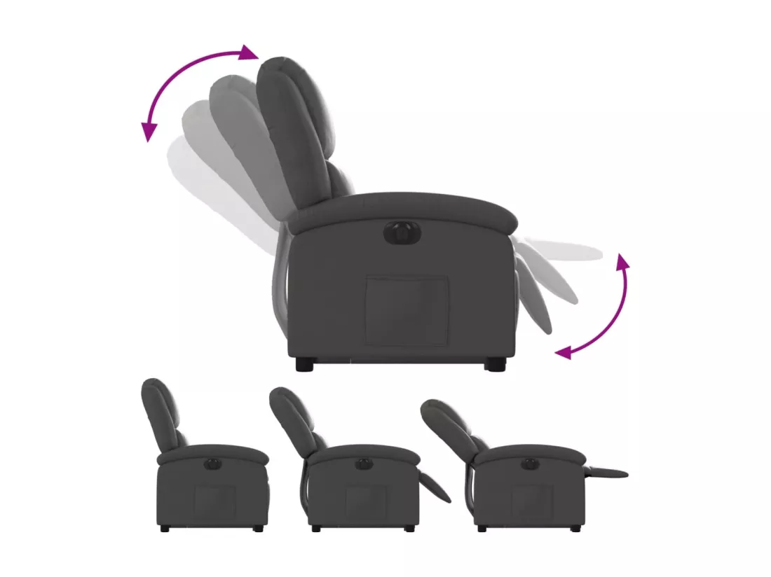 Fauteuil inclinable électrique gris cuir véritable