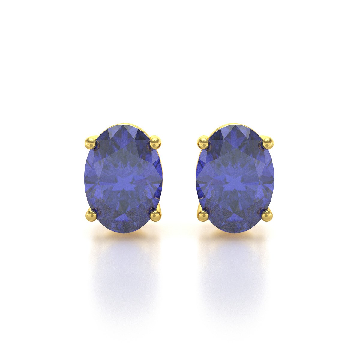 Boucles d'oreilles ADEN Or 585 Jaune et Tanzanite forme Ovale 1.6grs