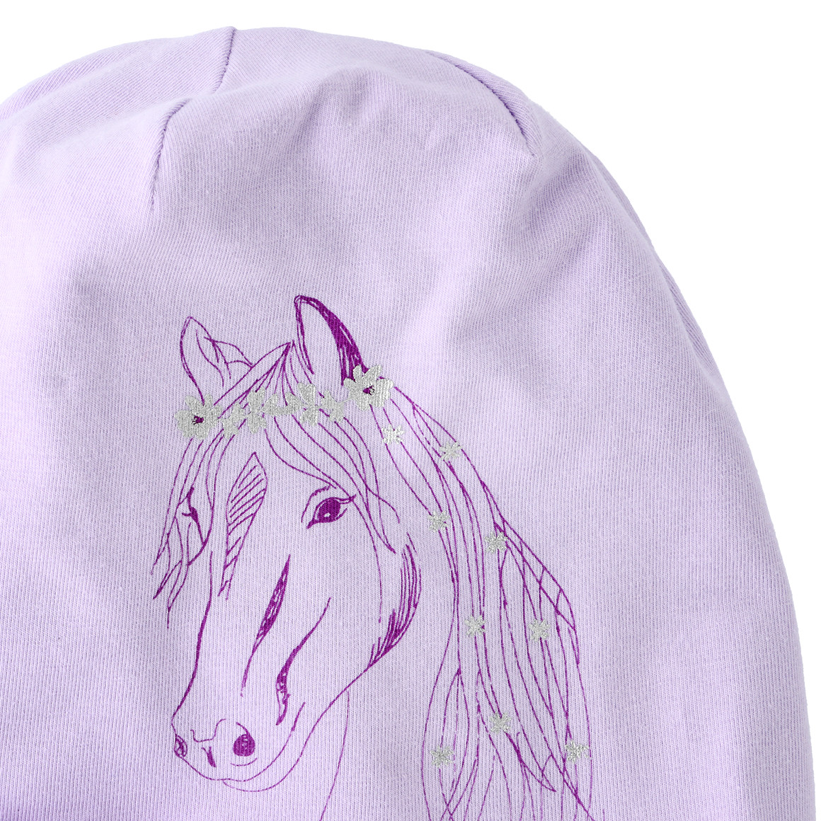 Yigga Mädchen Beanie mit Pferde-Motiv helllila