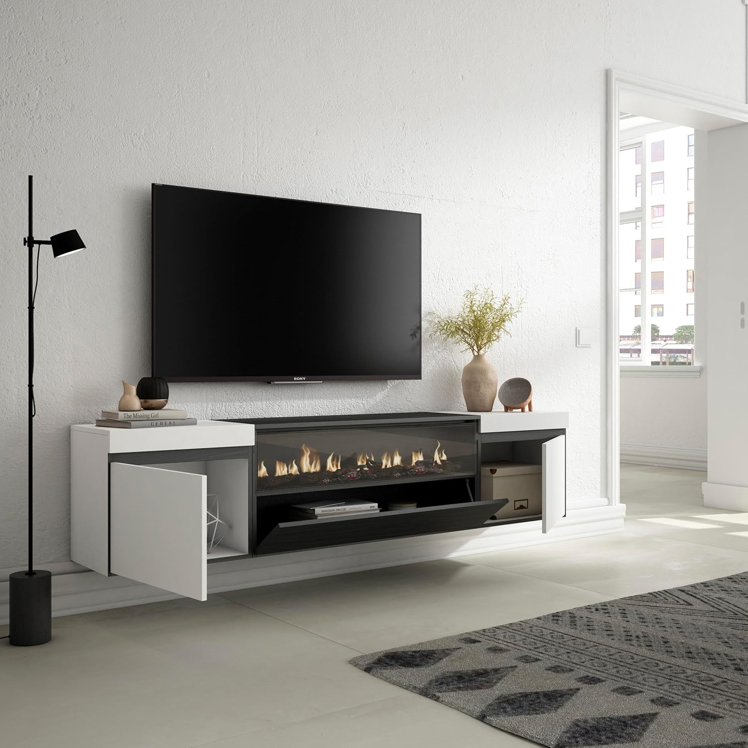 Skraut Home | TV-Schrank, Lowboard | für Wohnzimmer und Esszimmer | 200x45x35cm | Für TV-Geräte bis zu 80