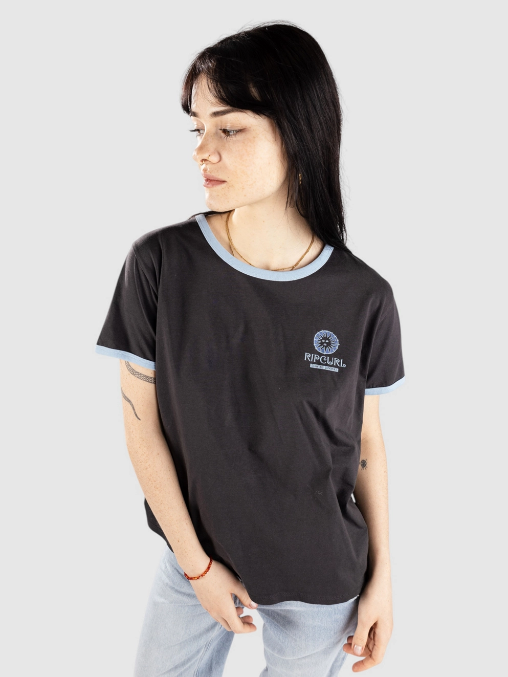 Rip Curl San Carlos Ringer T-Shirt washed black