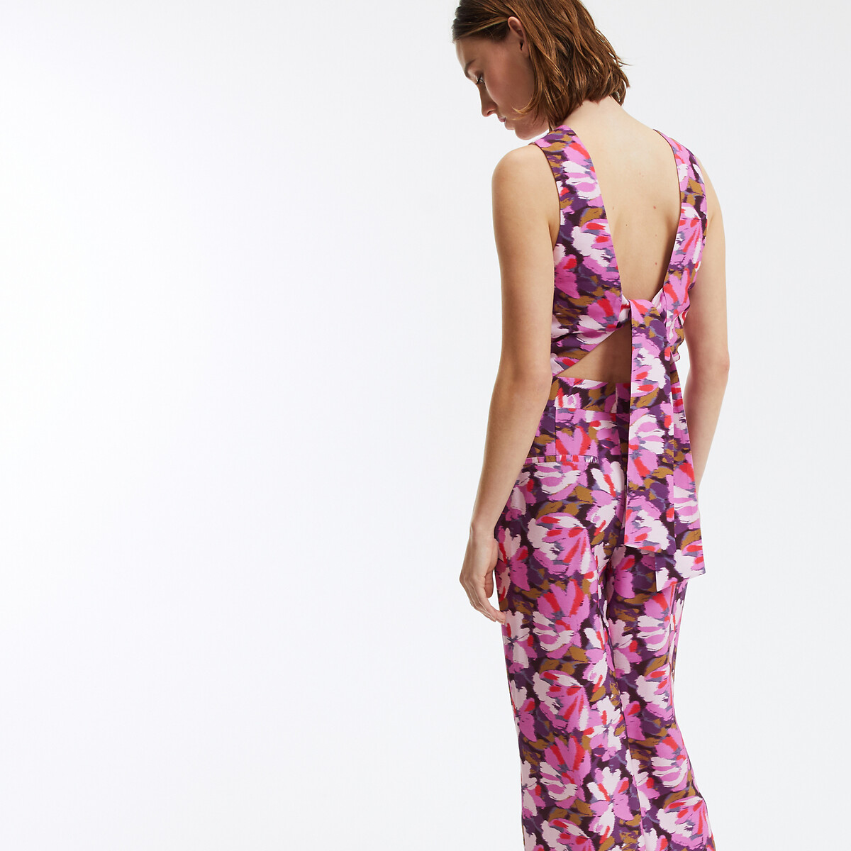 COLEÇÕES LA REDOUTE<br>Blusa sem mangas com amarração nas costas em estampa floral
