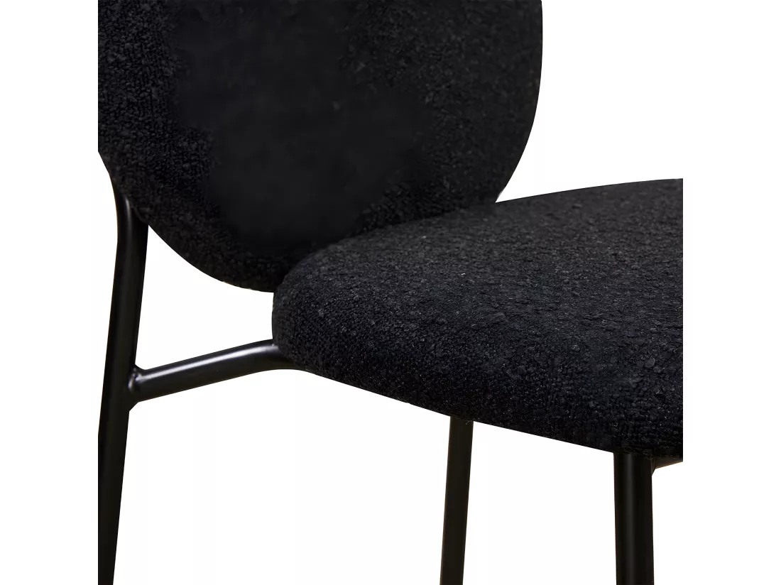 DALBY - Lot de 2 tabourets de bar en tissu bouclette et métal H65cm - Noir