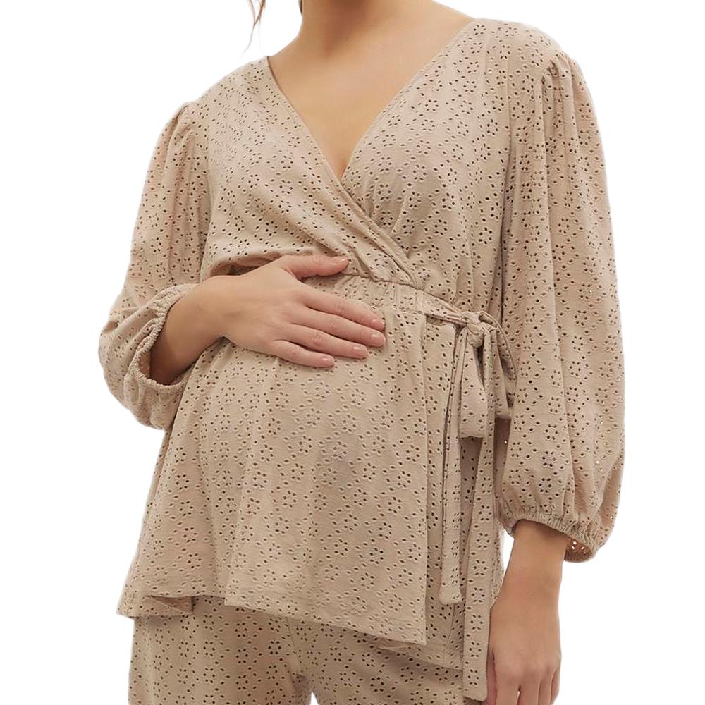Mamalicious Blouse Beige Femme Mamalicious Langie