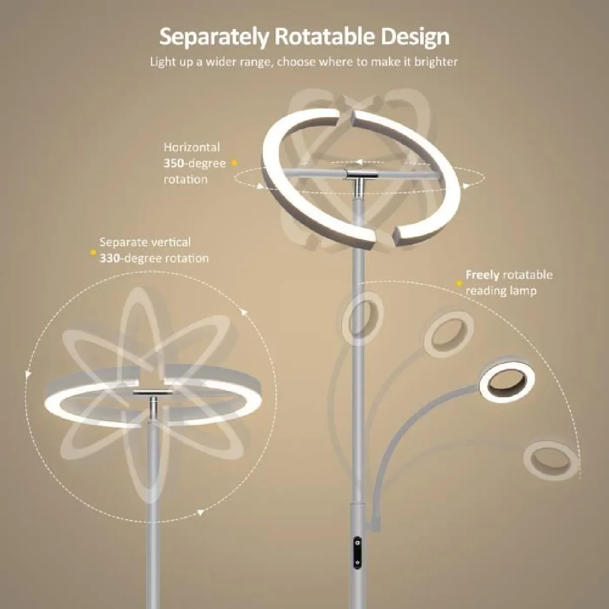 FIMEI Lampadaire LED - Gris