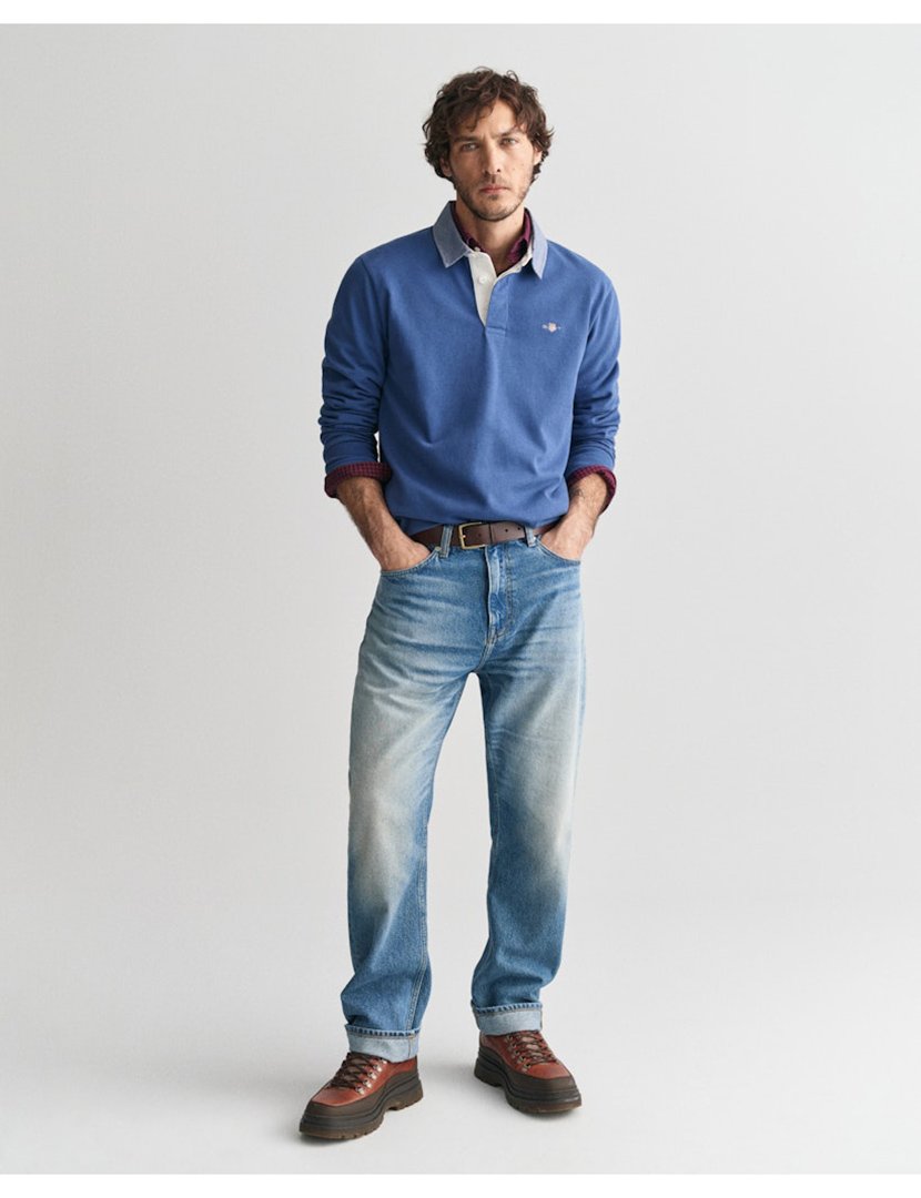 Long Sleeve Blue Polo