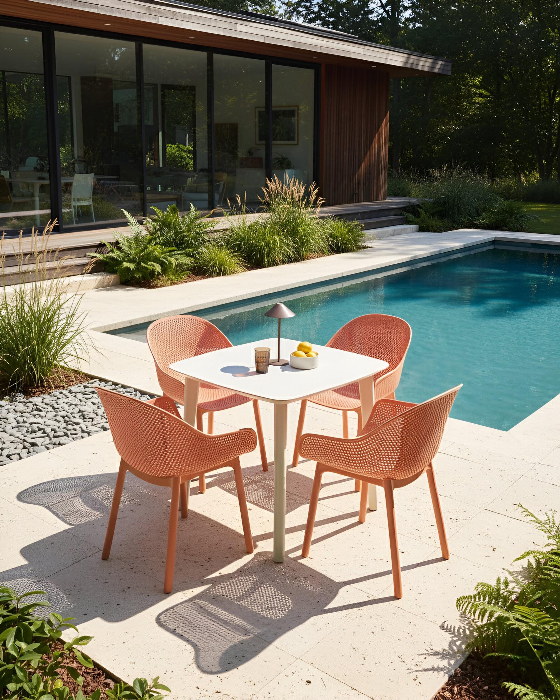 Set van 4 tuinstoelen TIGGIANO Koraalrood