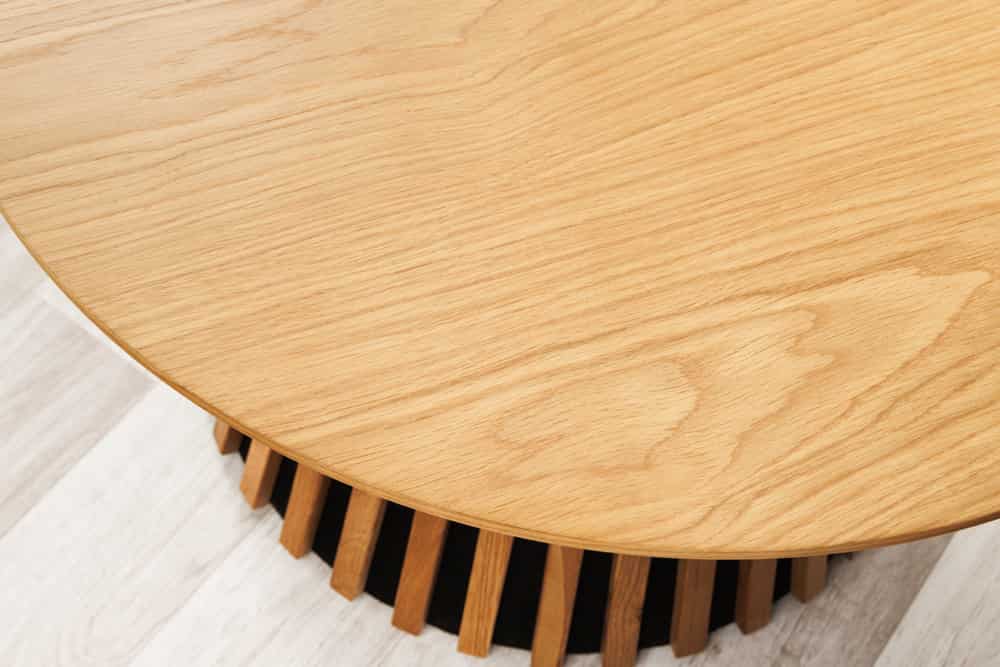 Runder Couchtisch VALHALLA WOOD 50cm natur Eichenholz Säulenfuß