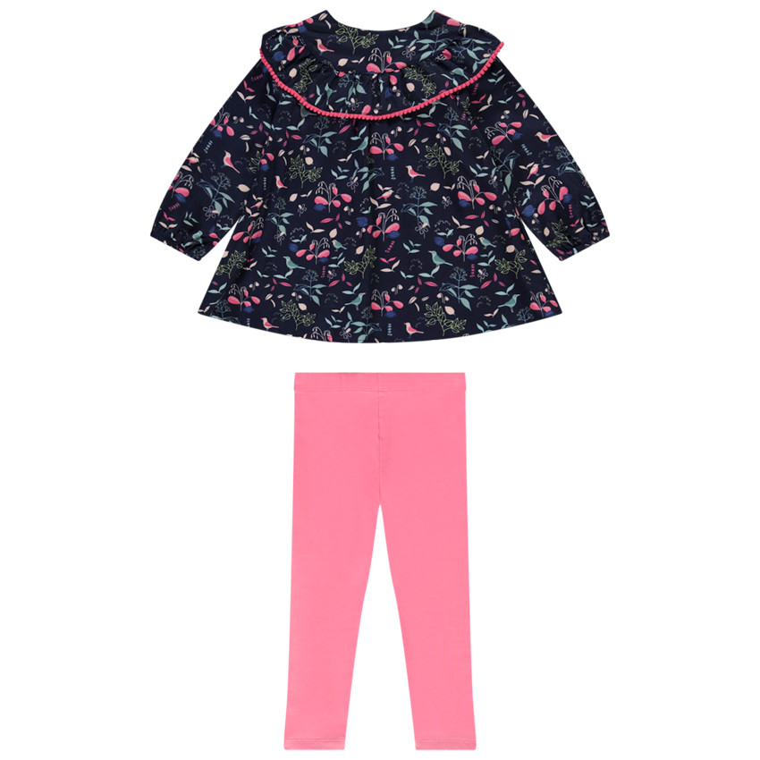 Ensemble 2 pièces tunique manches longues imprimée + caleçon pour bébé fille