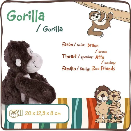NICI Zoo Friends Gorilla Plüsch Kuscheltier Schlenker, ca. 20 cm