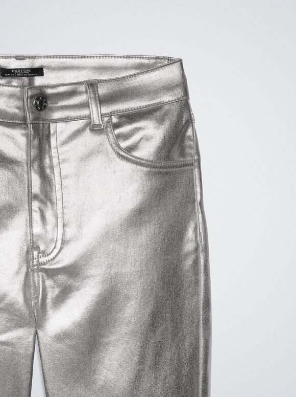 Calça jeans skinny metalizada - Prata
