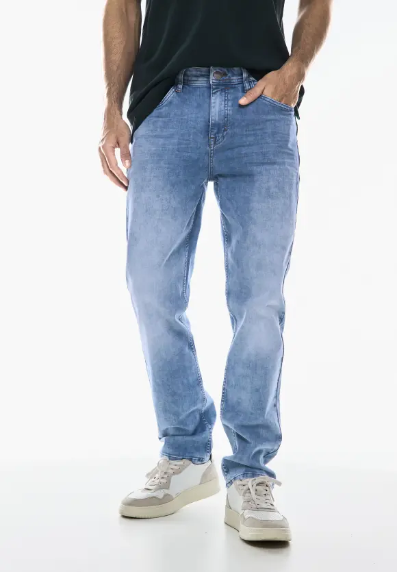 Bleached Regular Fit Jeans - light blue wash