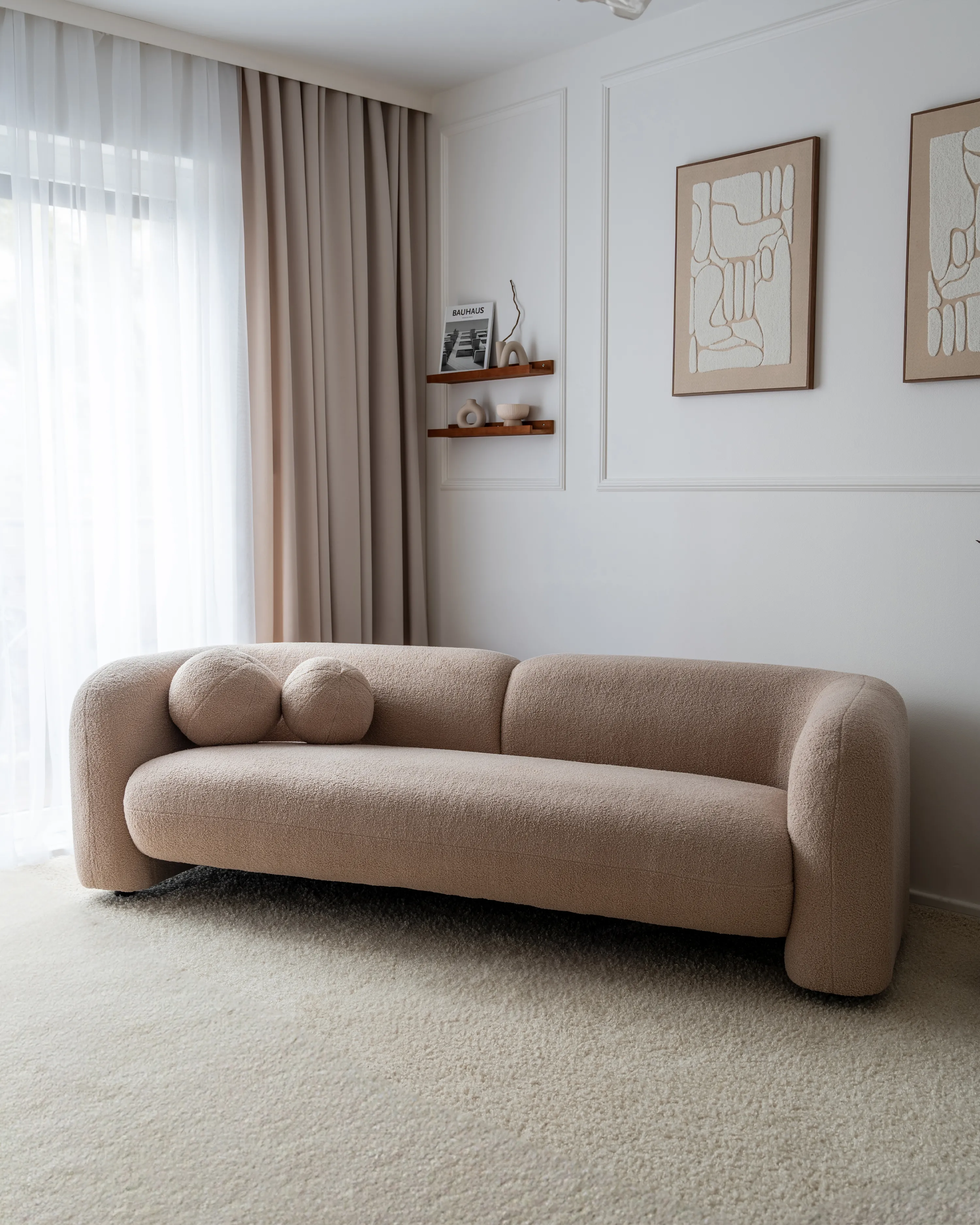 Bank 3-zits LEIREN Bouclé Beige
