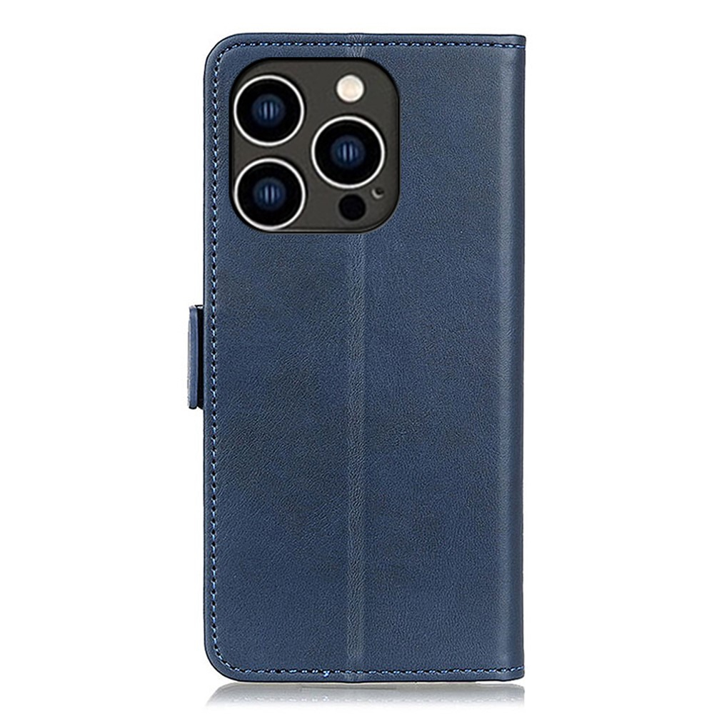 iPhone 15 Pro Max Vintage Leder Tasche Flip Cover mit Kartenfächer - Dunkelblau