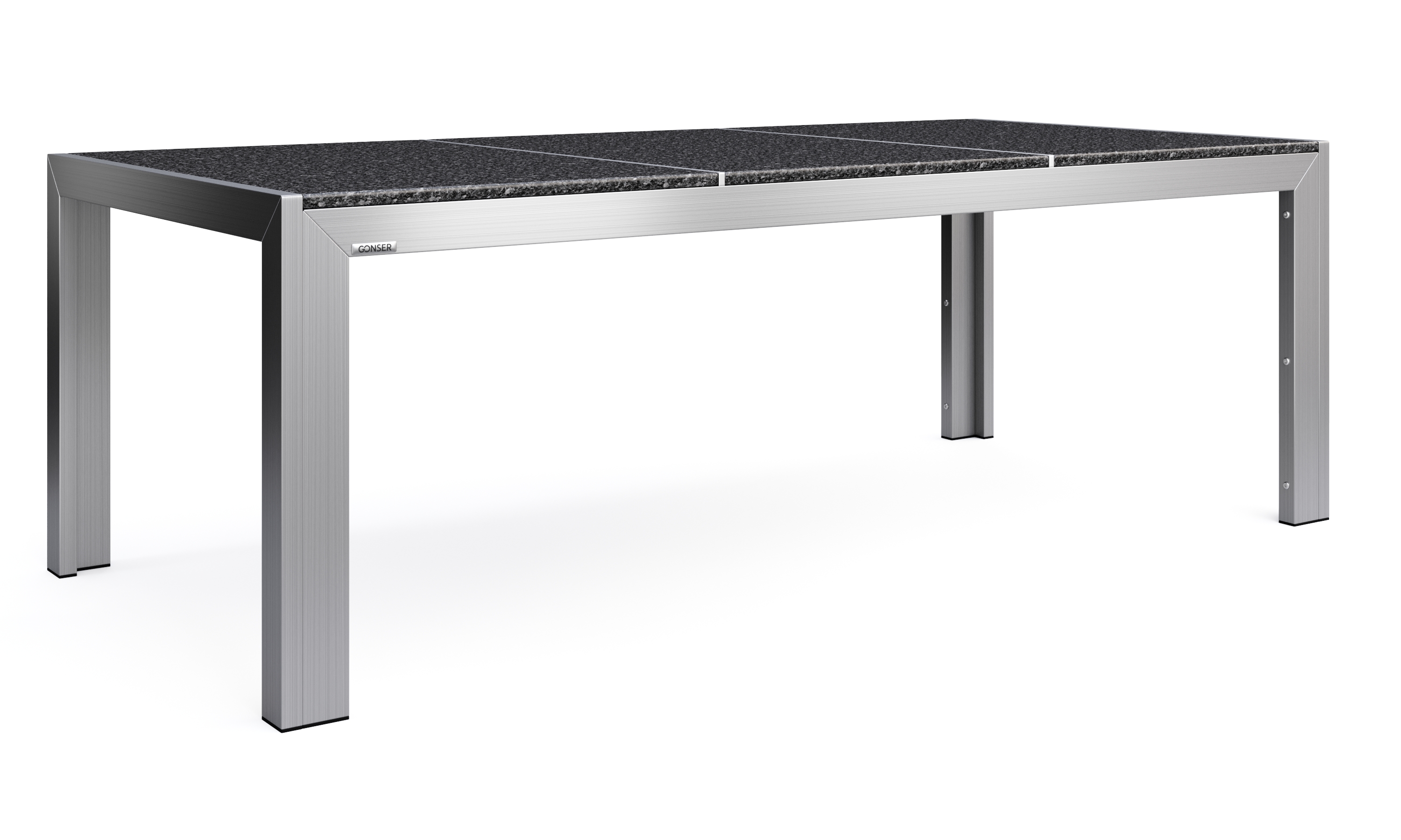 Granittisch Edelstahl 200 x 95 x 75 cm